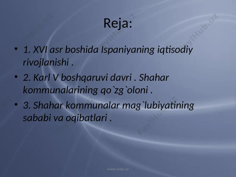 - bahor va kuzda kastiliyadan janubga, estremadura va andaluziyaga haydalgan , keyinchalik qayta shimolga olib kelingan . katta yo`llarda haydalgan poda barcha qishloq xo`jalik maydonlarini , uzumzor va zaytunzorlarni payhon qilib yuboradi www.arxiv.uz www.arxiv.uz dehqonlarning qarshiligi yirik chorvadorlar ittifoqi- mestaning qarshiligiga uchragan . movutsozlikning rivojlanishi bilan g`arbiy evropada yungga bo`lgan ehtiyoj ortadi . qirol hokimiyati yung savdosidan katta daromad olib , mestaga homiylik qiladi . dehqonlar xonavayron bo`lib , g`alla ekishzorlari qisqaradi. xvi asrning 30– yillaridan boshlab ispaniyaga frantsiya va sitsiliyadan g`alla keltirila boshlangan . bu davrda hunarmandchilik rivojlanib, kapitalistik manufaktura belgilari paydo bo`-ladi . movutsozlik hunarmandchilikning asosiy sohasi hisoblanib , segoviya , toledo , qurdoba , kuenkeda manufaktura ko`rinishidagi korxonalar paydo bo`ladi . bu shahar larning chekkasida yigiruvchilar , to`qimachilar tarqoq manufakturalarda savdogarlarga ishlagan . biskayya kemasozlik va metallurgiya markazi hisoblangan . ipak matolar ishlab chiqarish toledo, granada, valensiya, mursi, malagada yo`lgaqo`yilgan bo`lib, eski tsex tartiblarini saqlab qolgan . …