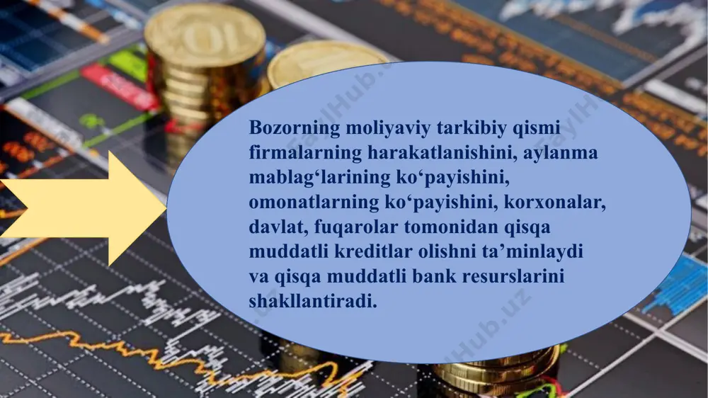 li juda katta. valyuta qadriyatlariga quyidagilar kiradi: chet el valyutasi (pul belgilar (banknotalar, g‘azna biletlari, qonuniy bo‘lgan tangalar) to‘lov vositasi yoki olib qo‘yiladigan, ayirboshlanadigan xalqaro hisob-kitob pul birliklari); qimmatli qog‘ozlar (cheklar, veksellar), qimmatli qog‘ozlar qiymatlari (aktsiyalar, obligatsiyalar) va boshqa xorijiy valyutadagi qarz majburiyatlari; qimmatbaho metallar (oltin, kumush, platina, palladiy, iridiy, rodiy, ruteniy, osmiy) va tabiiy qimmatbaho toshlar (olmos, yoqut, zumrad, sapfir, aleksandrit, marvarid). valyuta bozorining subyektlari (ishtirokchilari) – bu banklar birjalar, eksportchilar va importchilar, moliyaviy va investitsion muassasalar, davlat tashkilotlari hisoblanadi. valyuta bozori ob’ekti (sub’ektning harakatlari kimga qaratilganligini bildiradi) – valyuta qiymatlarida ko‘rsatilgan har qanday moliyaviy talab hisoblanadi. valyuta bozoring boshqa bozor turlaridan farqli o‘laroq, o‘ziga xos xususiyatlarga egadir: - uning aniq geografik chegaralari yo‘q; - uning aniq joylashuvi yo‘q; - u kecha-kunduz ishlaydi; - unda cheksiz miqdordagi ishtirokchilar harakat qilishi mumkin; - u yuqori likvidlikka ega. valyuta bozorlari quyidagi funktsiyalarni bajaradi: - kapital, tovarlar va xizmatlarning xalqaro aylanmasiga xizmat …