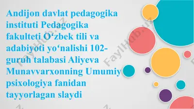 umumiy psixologiya fanidan ta'lim — PPTX