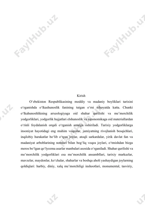 tarixiy yodgorliklardan tashqari, tarixiy, ilmiy jihatdan qimmatga ega bo‘lgan obyektlar, muzeylarda saqlanayotgan eksponatlar va ulardan o‘quv ta’lim-tarbiya ishlarida foydalanishga mo‘ljallangan uslubiy materiallar ma’naviyat dars rejalaridan foydalanish muhim ahamiyatga ega. bu manbalarni o‘rganish va umumlashtirish, o‘lkashunoslik tadqiqotchilari, jamoat o‘lkashunosligi va yosh tarixchilarga zarur ma’lumot bo‘lib xizmat qiladi. tarixiy oʻlkashunoslik — mahalliy aholi tomonidan oʻz ona yurti hisoblangan muayyan oʻlka, viloyat, shahar, tuman, qishloq va boshqalar hududlarning har tomonlama oʻrganilishi. oʻlkashunoslik. tabiiy, ijtimoiy, madaniy, tarixiy va boshqalar tadqiqotlar majmuidan iborat. oʻlkashunoslikda oʻlkaning tabiati, aholisi, xoʻjaligi, tarixi, madaniyati, arxeologiyasi, oʻlka namoyandalari oʻrganiladi. oʻlkashunoslik kompleks va soha boʻlinadi. o’zbekistn respublikasi mustaqilligining o’tgan tarixan qisqa davr mobaynida respublikamiz hayotining barcha barcha jabhalarida ijobiy tub o’zgarishlar sodir bo’ldi. hozirgi davrda milliy istiqlol g`oyasi va mafkurasi tanilayotgan bir paytda ajdodlarimiz tomonidan ko’p asrlar mobaynida yaratilgan g`oyat ulkan, bebaho ma’naviy, madaniy merosimizning, o’tmish tariximizni, qolaversa o’lkamizni rivojlantirish borasidagi barcha chora – tadbirlar, o’zlikni anglash kabi masalalar, davlat siyosat …