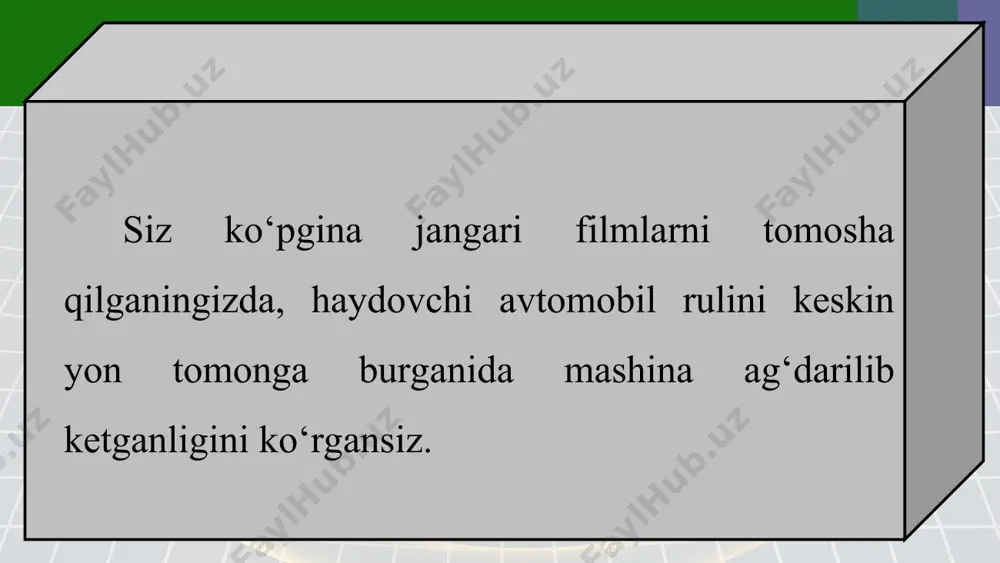 rasm). tramvay va poyezdlarning relslari yo‘lning qayrilish joylarida tashqi aylanasi biroz ko‘tarilib quriladi.