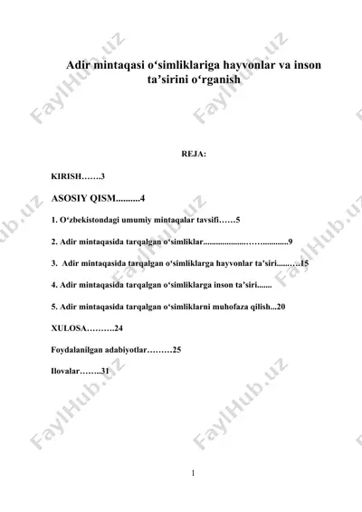 o'simliklar va hayvonlar ta'siri — DOC