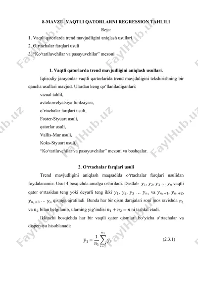 vaqtli qatorlarni regression tahlili — DOC
