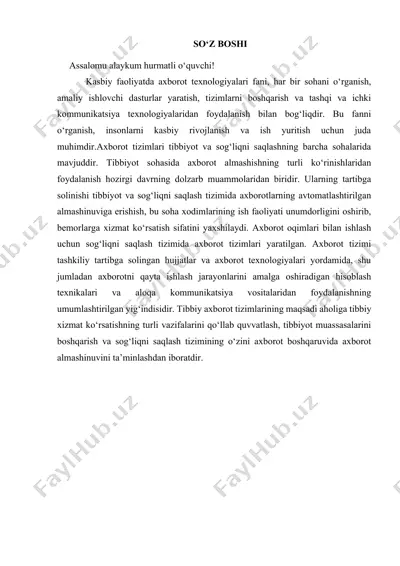 tibbiyot sohasida axborot tizimlarini boshqarish — DOCX