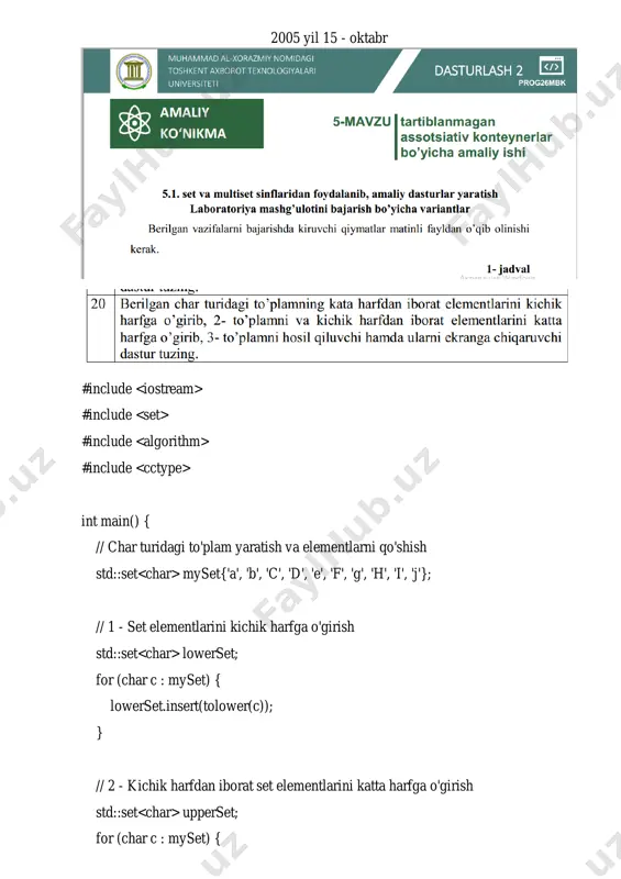 c++ set elementlari bilan ishlash - Page 2