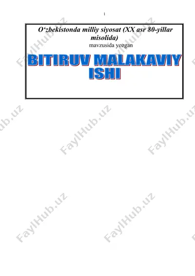 o‘zbekistonda milliy siyosat (xx asr 80-yillar misolida) — DOC
