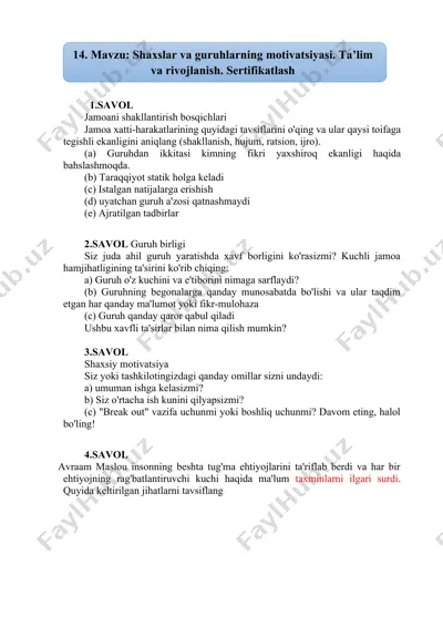 jamoani shakllantirish bosqichlari — DOCX