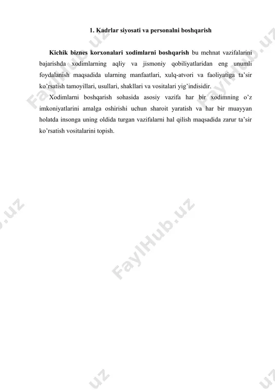 mlarning bitta mahsulot birligiga to’g’ri keluvchi ish vaqti sarfi normasi; fp - mazkur guruhdagi bitta xodimning yillik vaqt fondi. sexlardagi ishchilar soni vaqt normasi (bitta tayyor mahsulotga) bo’yicha yoki ishlab chiqarish normasi bo’yicha (belgilangan vaqt va ishlab chiqarish dasturi bo’yicha bir ishchining ish vaqti fondini hisobga olgan holda) aniqlanishi mumkin. ishchilar soni vaqt normasi bo’yicha quyidagicha aniqlanadi: bu erda: is – bevosita ishlab chiqarishda band bo’lgan ishchilar soni, kishi; q1k – bir kunda tayyorlanuvchi k-turdagi mahsulot hajmi (na​tural ko’rsatkichda); t1k – k-turdagi bitta mahsulot birligini tayyorlash uchun vaqt normasi (bitta ishchiga to’g’ri keladigan); t – ish kuni uzunligi. ishchilar soni ishlab chiqarish normasi bo’yicha quyidagi formulaga asosan aniqlanadi: bu erda: nich – bitta xodimning bir kunda ishlab chiqarish normasi. vaqtbay ishlovchi ishchilar soni mazkur tarmoq yoki korxona uchun belgilangan xizmat ko’rsatish normalari yoki ish joylari soni asosida aniqlanadi. muhandis-texnik xodimlar va xizmatchilarga ehtiyojni hisoblash korxona faoliyati maqsadlari, uni boshqarish tuzilmasi …