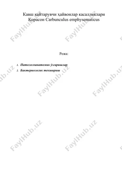 кавш қайтарувчи ҳайвонлар касалликлари қорасон carbunculus emphysematicus — DOC