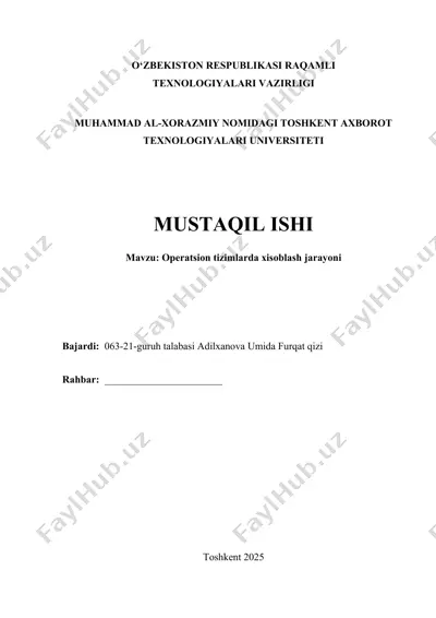 operatsion tizimlarda xisoblash jarayoni — DOCX