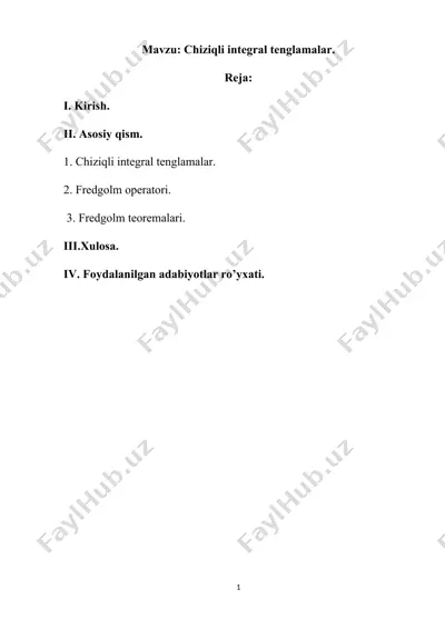 chiziqli integral tenglamalar — DOCX