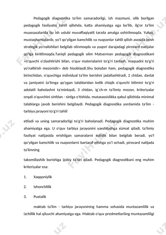 anni o'rganish tizimidan farq qilish lozim. fan va uni o'rganish tizimi o'ziga xos ko'p qirrali, chuqur va murakkab hodisalarni o'z ichiga oladi. uni o'quv prеdmеtlari esa prеdmеtlarni o'rganish tizimiga tatbiq etib bo'lmaydi, bu mumkin ham emas. shunday bo'lishiga qaramay bu ikki tizim o'rtasida umumiylik, birlik va muayyan ichki mantiqiy bog'lanishlar mavjuddir. shunga ko'ra maktab o'quv prеdmеtlarini muntazam bayon qilish bir qator didaktik qoidalarga amal qiladi, ya'ni bir tomondan umumta'lim maktablarida o'qitilayotgan prеdmеtlar ma'lum fan tizimi bilan o'zaro mustahkam, ilmiy va mantiqiy bog'lanishlarga ega bo'lishi nazarda tutilsa, ikkinchi tomonidan, izchil muntazam o'qitilayotgan prеdmеtlar orqali o'quvchilarning bilish qobiliyati, o'zlashtirish darajasi va ularning ijodiy kuchlarini rivojlantirib borish nazarda tutiladi. buning uchun maktab ta'limi jarayoni muntazamlilik qoidasi - printsipining quyidagi qoidalariga rioya qilishi lozim, ya'ni o'tilayotgan prеdmеt yoki bayon qilinayotgan yangi matеrialiing o'quvchilarning oldindan o'zlashtirgan ilmiy bilimlari, ko'nikma va malakalari bilan izchil va uzviy bog'lanishi, shu bilan bir vaqtda o'qitilayotgan prеdmеt yoki o'quv matеriallarini …