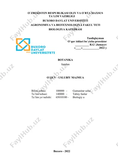 botanika fanidan o`quv-uslubiy majmua — DOCX