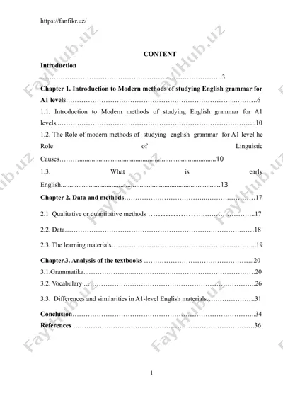 a1-level english learning materials for early language learning — DOCX