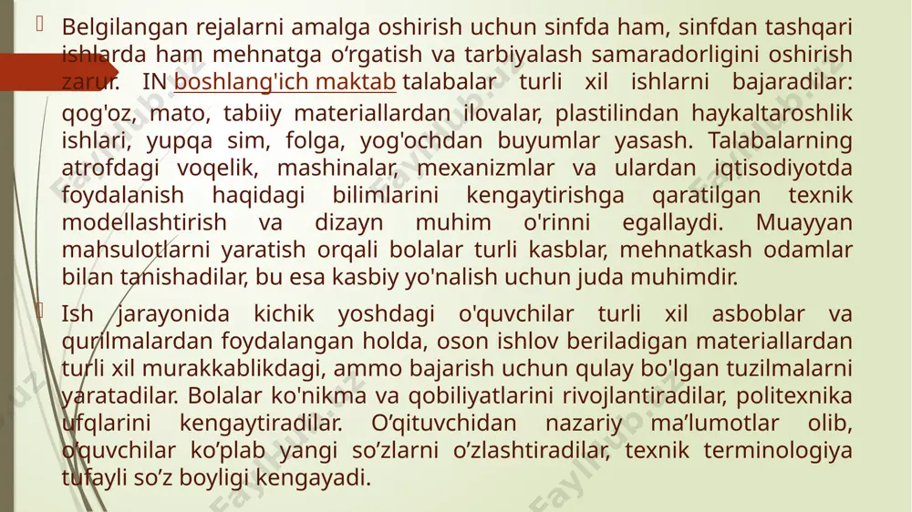 ‘oz yoki ingichka karton ishlatiladi, bu buyumlarni tayyorlash jarayoni oddiy. asosiy shart – konstruktsiya mustahkam bo‘lishi kerak. shu maqsadda stol va stullarning oyoqchalari bukilgan, qopqoqli quticha ko‘rinishda tayyorlangan bo‘ladi. rejalashni, yaxshisi, parallel gorizontal chiziqlar chizishdan boshlagan ma’qul. bu chiziqlarda kerakli o‘lchamlar topiladi, olingan nuqtalar birlashtiriladi. bunday izchillik buyumni tayyorlashga ketadigan vaqtni qisqartirish imkonini beradi. taburetka ham xuddi stolga o‘xshab tayyorlanadi. lekin uning o‘lchamlari stolga nisbatan salkam bir necha marta kichik bo‘ladi. divan va kreslo modelini yasash. ish uchun turli rangdagi qalin qog‘oz yoki yupqa karton ishlatiladi. buyumlarning tayyorlanishi murakkab emas, ularni uncha-muncha ish tajribasiga ega bo‘lgan bolalar yasashi mumkin. 90 × 160 mm o‘lchamda to‘g‘ri to‘rtburchakli qog‘oz tayyorlanadi. listning o‘rta chizig‘iga har ikki tomondan 10 mm chuqurlikda kesik qilinadi, usti va osti chetidan 10 mm oraliqda shunday ikkita kesik qilinadi, tomonlari bukiladi. klapanlarga yelim urtiladi va tayyorlanma yopishtiriladi, shundan keyin juda qattiq materialdan ikkita yon qismlari tayyorlanadi, divan tomonlariga yelim …
