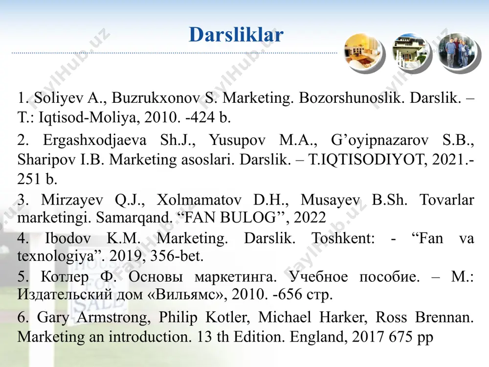 hu guntari marketing - bu mijozlarni biznes strategiyasining markaziga qo‘yadigan biznes falsafasidir. jek trout marketing - bu bosh qahramoni tovar bo‘lgan kino. richard buchanan marketing - bu iste’molchini rag'batlantiradigan, kompaniya uchun iqtisodiy jihatdan foydali bo‘lgan xatti-harakatlarni rag'batlantirishdir. berni gudrich marketing - bu iste’molchilar va kompaniya ehtiyojlarini yuqori darajada qondirish uchun kompaniyaning barcha resurslarini safarbar qilish jarayoni. rendell chapman marketing - bu mijozlaringiz muammolarini o‘zingizning manfaatingiz uchun hal qilishdir. rik krendell marketing - bu mijozlarni jalb qilish yoki saqlab qolish uchun qiladigan har qanday harakat. marketing - bu ayirboshlash yo‘li bilan ehtiyoj va talabni qondirishga qaratilgan inson faoliyatining bir turidir. bu faoliyat quyidagi asosiy kategoriyalarga asoslanadi: zaruriyat (muhtojlik), ehtiyoj, xoxish (istak), talab, tovar, ayirboshlash, bitim va bozor. marketing inson zaruriyat(muhtojlik)lari g'oyasiga asoslanadi. zaruriyat (muhtojlik) – kishining o‘zi xoxlagan narsaning yo‘qligi yoki yetishmasligini his qilishidir. marketingning ikkinchi g'oyasi - bu inson ehtiyojlaridir. ehtiyoj - bu shaxsning madaniy darajasi va shaxsiyatiga mos ravishda …