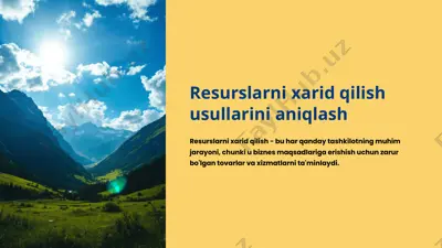 resurslarni xarid qilish usullarini aniqlash — PPTX