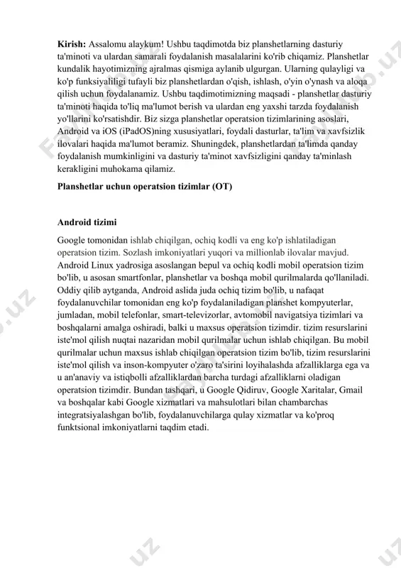 imizdan so'ng, windows modernizatsiya va bulutli hisoblashga o'tishni boshladi.windows vista interfeys va xavfsizlikda sezilarli yaxshilanishlarni taklif qildi, biroq moslik muammolari tufayli ba'zi bahs-munozaralarga duch keldi. windows 7, aksincha, yaxshi muvozanatga erishdi. unumdorlik va barqarorlik o'rtasida va juda mashhur operatsion tizimga aylandi. hozirda windows ning eng soʻnggi versiyasi windows 11 boʻlib, u “start” menyusining yangi versiyasi va kiritish mantigʻi kabi koʻplab innovatsion funksiyalarni taqdim etadi, zamonga mos aralash ish muhitini qoʻllab-quvvatlaydi va oxirgi foydalanuvchi unumdorligini oshirishga qaratilgan.windows. foydalanuvchilarga sichqoncha va klaviatura yordamida turli operatsiyalarni osonlik bilan bajarish imkonini beruvchi intuitiv va ishlatish uchun qulay grafik foydalanuvchi interfeysi bilan mashhur. u bir vaqtning o'zida bir nechta ilovalarni ishga tushirishni qo'llab-quvvatlaydi va foydalanuvchilar turli vazifalarni erkin almashtirishlari mumkin. biroq, o'zining mashhurligi sababli, u planshet kompyuterlari uchun mos emas, chunki windows operatsion tizimi planshet kompyuterlari uchun emas, balki shaxsiy kompyuterlar uchun maxsus ishlab chiqilgan bo'lib, foydalanuvchining fikrlashdan foydalanishdagi odatlarining inertsiyasi bilan birlashtirilib, uning apparati …