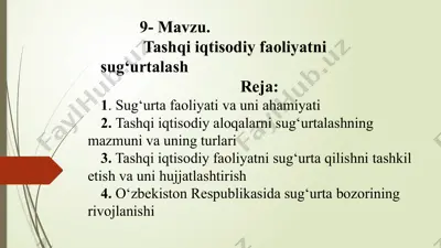 tashqiiqtisodiy faoliyatni sug‘urtalash — PPTX