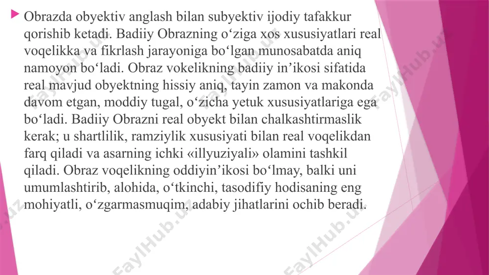 agi asarlarni ifodali o‘qish. lirik turdagi asarlar, odatda, kichik hajmli bo’lib, biror voqea-hodisa ta’sirida insonda tug‘ilgan ruhiy kechinma, fikr va tuyg‘ular orqali hayotni aks ettiradi. shoir lirikada ayrim shaxsning bevosita hayotiy kechinmasini beradi, bu bilan lirik asarda xarakter va kechinmani individuallashtiradi. shu bilan bir qatorda, ijodkor lirik asarda faqat o‘z fikri, his-tuyg‘ularinigina emas, balki umuminsoniy lirik kechinmalarni ham ifodalaydi. demak, shoir voqeylikni ilg‘or ijtimoiy ideallar nuri bilan yoritadigan kechinmalar, fikr-tuyg‘ularini tarannum etadi, natijada kichik lirik asar katta ma’rifiy-tarbiyaviy ahamiyat kasb etadi. she’riy shakl lirikaning xarakterli xususiyati bo‘lib, u kishining his-tuyg‘uga to‘la hayajonli nutqini ta’sirli ifodalashda qo‘l keladi. she’riy nutq mana shu xususiyati bilan ham nasriy nutqdan farq qiladi. nasr nisbatan tinch-osoyishta nutq bo‘lsa, she’r - hayajonli, to‘lqinli va ehtirosli nutqdir. zero, she’r oddiy holatni emas, favqulodda holatni, qattiq hissiyotni, hayajonli tafakkurni ifoda etadi. erkin vohidovning “o‘zbekiston” she’ri lirik tur haqida aytilgan fikr-mulohazalarimizning yorqin dalilidir. yurtim, seni yana oldim qalamga, to‘ying, …