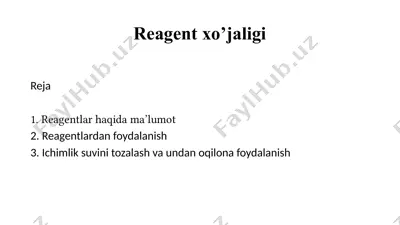 reagentxo’jaligi — PPTX