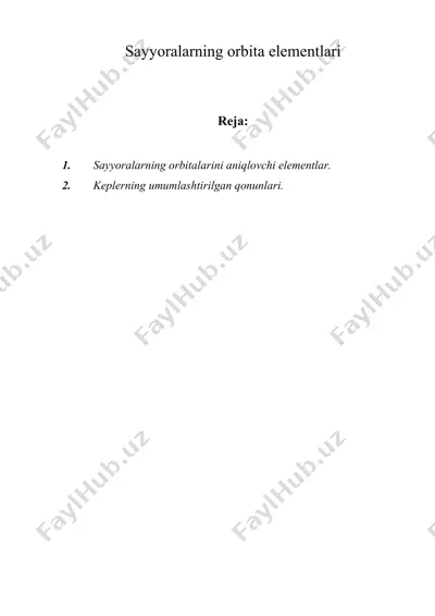 sayyoralarning orbita elementlari — DOC