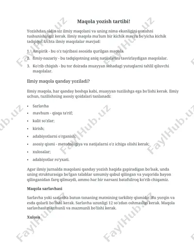 ilmiy maqola yozish tartibi — DOC