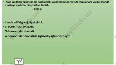 arab xalqining hukmronligi va boshlanishi — PPTX