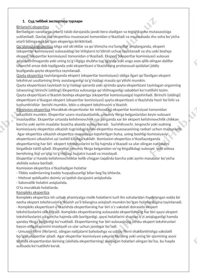 суд тиббий экспертиза турлари — DOCX