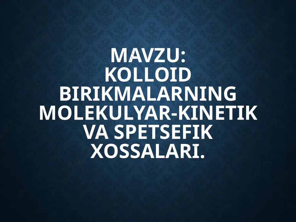 alar zol deb ataladi. zollarni nomlashda dispersion muhitni hosil qiluvchi modda asos qilib olinadi: dispersion muhit suv boʻlsa, gidrozol, organik modda boʻlsa, organzol, keyingilari kimyoviy tarkibiga koʻra benzozol, alkozol va boshqa deyiladi. agar dispersion muhit gaz boʻlsa, bunday zol aerozol, suyuq dispersion muhitga ega boʻlgan zollar esa liozollar (yun. lios — suyuqlik) deb ataladi. dispers faza zarrachalari bilan dispersion muhit zarrachalari orasidagi bogʻlanishga qarab, kolloid eritmalar liofob va liofil zollarga boʻlinadi. liofob zollarga dispers platina, kumush, oltingugurt zollari misol boʻla oladi. liofil zollarda esa bu bogʻlanish kuchli boʻladi, ularga oqsil, jelatina, pepsin va yuqori molekulyar moddalarning eritmalari kiradi kolloid eritmalar sanoat, qishloq xoʻjaligi va tibbiyotda muhim rol oʻynaydi. barcha tirik organizmlar toʻqimalari va hujayralarining asosini tashkil etuvchi oqsil, nuklein kislotalar, kraxmal, glikogen kabi moddalar kolloid eritmalar holida uchraydi. tuproqning unumdorligi uning kolloid eritmalar xrlidagi qismining fizik-kimyoviy xossalariga, sement, chinni, keramika, sir va boʻyoqlar sifati ularning disperelik darajasi hamda kolloid eritmalarning …