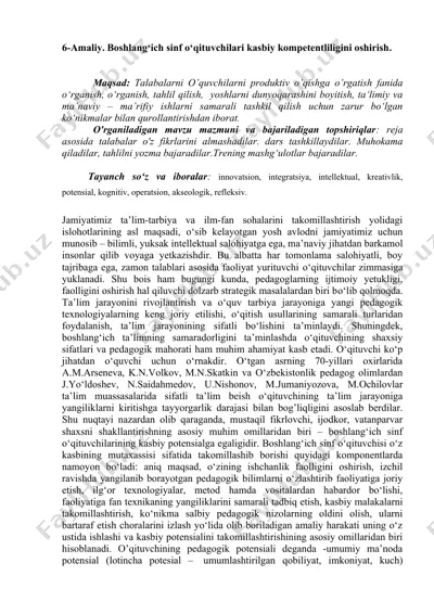 boshlang‘ich sinf o‘qituvchilari kasbiy kompetentliligini oshirish — DOCX