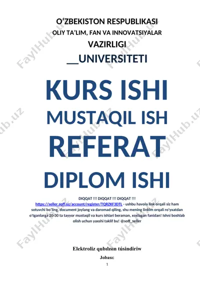 elektroliz qubılısın túsindiriw — DOCX