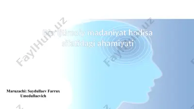 din ijtimoiy madaniyat hodisa sifatidagi ahamiyati — PPTX