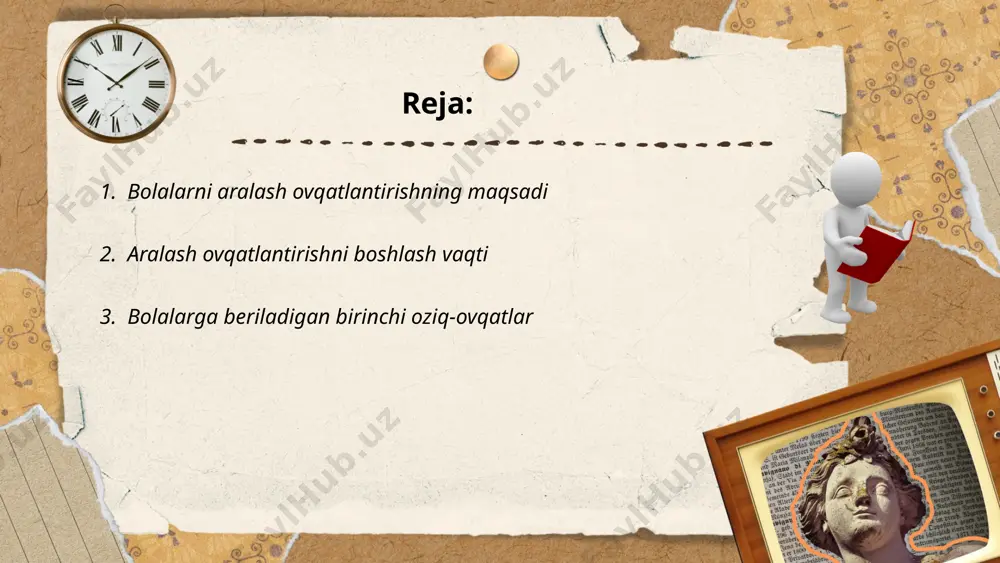 bunday oziq-ovqatlar bilan boshlash, bolalarning yangi ta'mlarga moslashuvini va oziq-ovqatlar bilan tanishuvini osonlashtiradi. vitamin va mineralga boy bo'lgan bu oziq-ovqatlar bolalarning sog'lom o'sishi va rivojlanishini ta'minlaydi. ... t.me/slaydai_bot aralash ovqatlantirish davrida e'tibor beriladigan masalalar. aralash ovqatlantirish jarayonida bolaning ovqatga qiziqishi, ovqatni qabul qilish qobiliyati va oziq-ovqatga bo'lgan allergik reaktsiyalar kuzatib borilishi juda muhimdir. har bir yangi oziq-ovqatni alohida-alohida, kam miqdorda va bir necha kundan keyin tanishtirish tavsiya etiladi. bu usul orqali agar allergiya yoki boshqa noxush reaktsiyalar paydo bo'lsa, qaysi oziq-ovqatdan ekanligini aniqlash oson bo'ladi. bundan tashqari, bolalar oziq-ovqatlarni turli shakllarda (pyure, katta bo'laklar) qabul qila olishlari kerak, bu esa ularning chaynash ko'nikmalarini rivojlantirishga yordam beradi. ... t.me/slaydai_bot nutritsiyaviy balans va miqdoriy nazorat nutritsiyaviy balans va miqdoriy nazorat. ovqatlanishning aralash bosqichi davomida, bolalarning kunlik kaloriya iste'moliga hamda oqsil, yog', uglevod, vitaminlar va minerallar kabi zarur ozuqa moddalari bilan to'g'ri ta'minlanishiga alohida e'tibor qaratish kerak. bolalar ovqatlari miqdoriy jihatdan oshirib yuborilmasligi, …