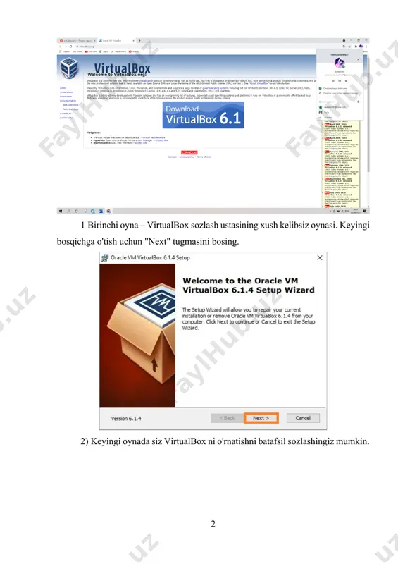 masini bosishingiz kerak. 7) o'rnatish tugagandan so'ng, o'rnatish dasturidan chiqqandan so'ng virtualbox ni ishga tushirish imkoniyati mavjud bo'lgan tegishli xabar paydo bo'ladi bu windows da oracle virtualbox ni o'rnatishni yakunlaydi. bu jarayon juda oddiy va u bilan hech qanday muammo bo'lmasligi kerak. 2. virtualbox platformasida virtual mashina yaratish 1) dasturni ishga tushirgandan so'ng virtualbox ning asosiy oynasi ochiladi. virtual mashinani yaratish uchun "создать" tugmasini bosish kerak ("добавить" bilan adashmaslik kerak!). 3) shundan so'ng, virtual mashina uchun kerakli operativ xotira miqdorini ajratish mumkin bo'ladi. standart qiymatlardan pastroq qiymatlarni o'rnatmaslik tavsiya etiladi. 4) keyin yangi virtual mashina – virtual kompyuter uchun virtual qattiq disk yaratish kerak, xuddi haqiqiy kompyuter kabi, unga ma'lumotlarni saqlaydigan qattiq disk kerak. aytgancha, virtualbox virtual disklarning har xil formatlarini qo'llab-quvvatlaydi. virtual qattiq diskni yaratishda, boshlang'ich foydalanuvchi uchun eng yaxshi yechim barcha standart qiymatlarni qoldirish bo'ladi (ehtimol, qattiq diskning o'lchamidan tashqari - yana, operativ xotirada bo'lgani kabi tavsiya etilgan …