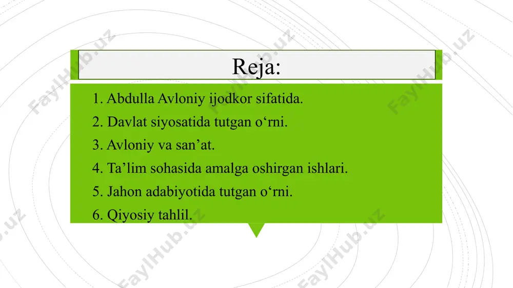 ning o ‘z masalalari paydo bo ‘ldi. vatan va millat dardini anglashga urinish sezila boshladi. avloniyda shunday shiornamo satrlarga duch kelamiz: ayo, ey sohibi urfon! vatan bog‘inda faryod et, otib tashla arodin eski odatlarni barbod et. maorif-la funun tahsilina qil rahnamolig‘ san, qorong‘uda qol(g)an millatni nuri ilma irshod et. vatan mehri agar bo‘lsa – dilingda ishq savdosi, otil nuri maorifga, o‘zingni misli farhod et!... – deb maorifga muhabbat e’lon qiladi. “turkiy guliston yoxud axloq” asari. abdulla avloniyning bu asari 1913-yilda bosilib chiqdi. 1917-yilda ikkinchi marta nashr qilindi. kitob maktablarning yuqori sinf o‘quvchilariga darslik sifatida yozilgan. lekin asrimiz boshlaridagi o ‘zbek jadid ma’rifatchiligining noyob hodisalaridan bo‘lgan bu asarning ahamiyati faqat maktab doirasi bilan cheklanmadi. u adabiyot va axloq havaskorlari uchun ham qo ‘llanma bo‘lib xizmat qiladi. asarda insonlarni “yaxshilikka chaqiruvchi, yomonlikdan qaytaruvchi bir ilm”,-axloq haqida fikr yuritiladi. axloq – bu xulqlar majmui. xulq esa, ezgulik yoxud razillikning muayyan bir insonda namoyon …