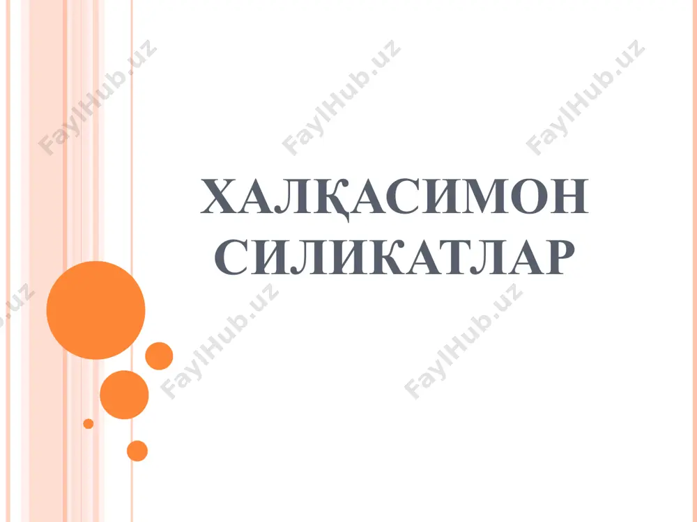 овланади. ялтираши: ярим металл каби, ёғлангандек. қаттиқлиги: 5,5–6. мўрт. уланиш текислиги {001} ва {010} бўйича мукаммал. синиши: нотекис, қисман чиғаноқсимон юзалар ҳосил қилади. солиштирма оғирлиги 3,8–4,1. диагностик белгилари: ранги, нотекис ёки чиғаноқ каби юзалар ҳосил қилиб синиши, анча қаттиқ бўлиши характерлидир. пайдо бўлиши ва конлари: контакт–метасоматик темир конларда, асосан, скарн зоналарида гранатлар (андрадит), геденбергит, магнетит, темир ва мис сульфидлари ҳам бошқа минералллар билан бир ассоциацияда учрайди. у ишқорларга бой интрузив жинслардан (нефелинли сиенитларда) ҳам топилган. пренит – ca2al2si3o10[oh]2 сингонияси: ромбик. кристалларининг қиёфаси: калта устунсимон ёки. ранги: оқ; кул ранг, яшилроқ–кул ранг, сарғиш–яшил товланади. ярим шаффоф. ялтираши: шишадек. қаттиқлиги: 6,5. уланиш текислиги: {001} бўйича ўртача. синиши: нотекис юзалар ҳосил қилади. солиштирма оғирлиги: 2,8–3,0. диагности белгилари. яшилроқ товланувчан оч рангда яхлит массалар ҳолида топилиши характерлидир. пайдо бўлиши ва конлари: асос плагиоклазлар ҳисобига юзага келган бўлиб, гидротермал ўзгарган асос жинсларда (габброда, диабазларда) тез–тез учраб туради. берилл – веal2 [si6o18] сингонияси: гексагонал. кристалларининг қиёфаси: …