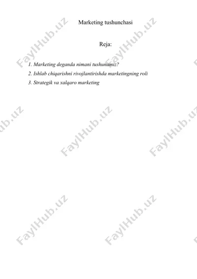 marketing tushunchasi — DOCX