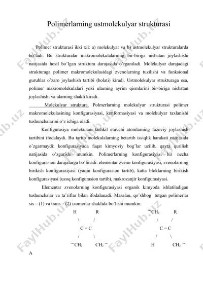 polimerlarning ustmolekulyar strukturasi — DOC