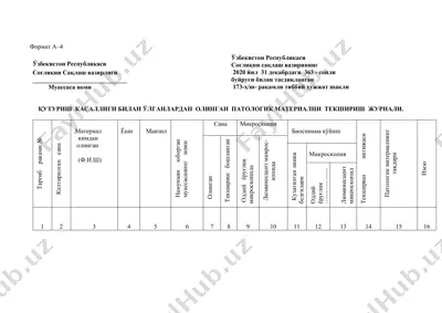 patologik material tekshirish jurnali — DOC