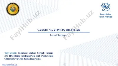 yaxshi va yomon odatlar kayfiyat mashqi — PPTX