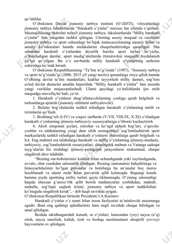 ndarenko (1889) kabilarning xizmati kattadir. xx asr boshlarida arxeologik va tarix sohasidagi olimlar v.bartolьd, a.vinogradov, s.p.tolstov, a.shishkin hamda o’zbekiston arxeologi ya.g’ulomov kabilar harakatli o’yinlarga katta e’tibor berishgan. in recent years we have seen a great advancement in computer graphics imagery. xalqning haqiqiy vazifalari ta’lim jarayonidagi muammolarni bartaraf etuvchi vatanga fidoyi insonlar qilib tarbiyalashdir. virtual munosabatlar orqali insonlarni xulqini tarbiyalashda qiyinchiliklar bo'lishi mumkin. bu biz insonlar bir qator bir-biri bilan muloqotda bo'lgan vaziyatda, ayniqsa, muhimdir. biz so'nggi yillarda sohada katta taraqqiyot ko'rdik, va biz asta-sekin yana odamlar o'yinlarni virtual real vaqtda ilovalar, kiritilgan. ushbu maqolada, biz xususan, belgi, piyoda xarakat bilan band, multi-agent tutish modellashtirish haqida o'ylash va yo zarracha asoslangan yoki qoidalarda ishlatiladigan eng mashhur yondashuvlarning ko'p to'g'ri qo’llay olish uchun murakkab qoidalar talab etilgan. o'tgan bir necha yil davomida biz ham ba'zi ma'lumotlarning yuritmali usullarini adabiyotlarda ko'rdik.. e’tirof etish lozimki, sobiq sovetlar hokimiyati yillarida (1917-1991) harakatli o’yinlar bo’yicha bir …
