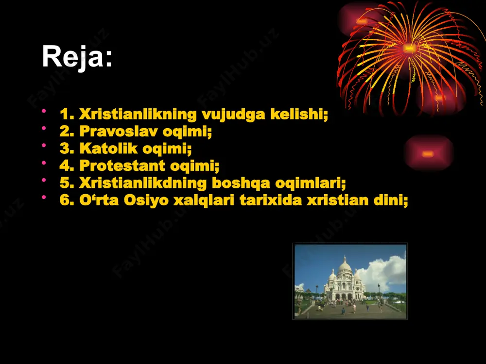 bois yahudiylikning xristianlikning shakllanishida yaxudiylikning ta’siri salmoqli bo’lgani, shubhasiz. xristianlikning asosiy g’oyasi – isoning odamzodning xaloskori «messiya» ekanligi yahudiylikda mavjud bo’lib, oxiratga yaqin kelishi kutilayotgan xaloskor haqidagi ta’limotdan kelib chiqqandir. keyinchalik bu ta’limot xudoning mujassamlanishi yoki isoning ikki xil – odam va xudo mohiyati haqida «gunohni yuvish», ya’ni isoning o’zini ixtiyoriy tarzda qurbon qilishi haqidagi ta’limot bilan mustahkamlanadi. xristianlik ota-xudo, o’g’il-xudo va muqaddas ruh – uch yuzlik xudo (trinity) to’g’risidagi ta’limotni, jannat va do’zax, oxirat, isoning qaytishi haqidagi va boshqa aqidalarni o’z ichiga oladi. xristianlikdagi oqimlar xristian cherkovining katolik va pravoslav (ortodoks) cherkovlariga ajralib ketishi rim papasi va istambul patriarxining xristian olamida yetakchilik uchun olib borgan raqobati oqibatida vujudga keldi. ajralish jarayoni rim imperiyasining g’arbiy va sharqiy tafovutlari o’sib chuqurlashib borayotgan asrlardayoq boshlangan edi. 867 yillar orasida papa nikolay va istambul patriarxi fetiy orasida uzil-kesil ajralish ro’y berdi va bu ajralish 1054 yili rasman tan olindi. xvi asr boshlarida katolitsizmdan …