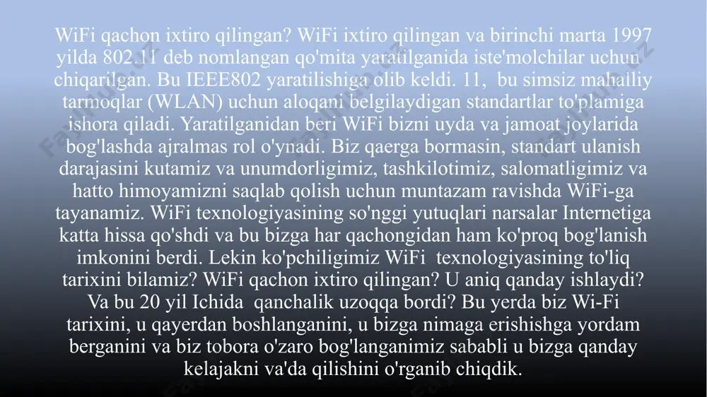 izdek, sizning bog'langan ulanish tezligi 27 mbit / s, 18 mbit / s va pastga tushadi. wi-fi texnologiyasining aqlli tarzda ishlab chiqilgan xususiyati bu hodisani dinamik ravishda baholashga olib keladi. wi-fi ma'lumotlar bilan simsiz aloqani to'kib tashlashni oldini olish va ma'lumotni qayta ishlashda bir tarmoq mijozi orqada qolib ketganda yuzaga keladigan qayta urinishlar orqali ma'lumotlarni yanada sekinroq uzatishda uzoq masofalar bo'yicha ishonchli ulanishni ta'minlaydi. wi-fi tarmog'i katta masofalar yoki juda qisqa vaqt oralig'ida bo'lishi mumkin wi-fi tarmog'ining odatiy diapazoni aloqa uzatish nuqtalari o'rtasida radio signallarining duch keladigan to'siq turiga qarab farq qiladi. radio to'lqinining yo'lida og'ir to'siqlar mavjud bo'lsa, wi-fi signali hatto masofaning yarmiga ham etib bo'lmaydigan bo'lishi mumkin. modellari 2022-yil uchun eng yaxshi wi-fi routerlar 1) tp-link archer ax21. eng yaxshi byudjet router. 2) tp-link deco w7200. eng yaxshi mesh router. 3) netgear orbi (ikki tarmoqli, ac1200) eng yaxshi tarmoq qiymati. 4) netgear orbi (uch tarmoqli, ax6000) eng yaxshi …