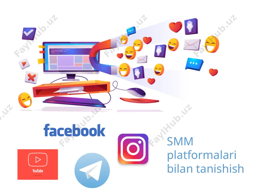 нале bo‘limi orqali kanal haqida qisqacha ma’lumot, turli so‘rovlar uchun elektron pochta manzili, ijtimoiy tarmoqlar va sayt manzili kiritiladi. youtube kanalga video joylashtirish kanalga video joylashtirish uchun видеокамера ikonkasini bosib, добавить видео tanlanadi. muloqotlar oynasidan выбрать файл yordamida videofayl tanlanadi. сведения о видео bo‘limi orqali video haqidagi ma’lumotlar kiritiladi. ushbu bo‘limda videoning nomi, mazmuni yoziladi. дополнения bo‘limi orqali videoning oxiriga turli izohlar, murojaatlarni qo‘shish mumkin. videodan foydalanish huquqlari параметры доступа bo‘limi orqali ko‘rsatiladi. youtube kanalidan videoni o‘chirib tashlash kursorni kerakli video ustiga olib kelamiz va 3 nuqtani bosamiz. paydo bo‘lgan menyudan удалить tugmachasini bosamiz. настроить вид канала bosilib, менеджер видео bo‘limi tanlanadi. yodingizda tuting! o‘chirib tashlangan videolarni tiklab bo‘lmaydi. youtube kanalidan videoni o‘chirib tashlash video uchun mukammal tasvirni tanlang; ijtimoiy tarmoqdagi sahifalaringizga murojaat o‘rnating; yuklangan videofayl uchun albatta ma’lumot yozing; youtube kanalini rivojlantirish, uni yuritish hamda ko‘proq auditoriyani jalb etish uchun qator tavsiyalarga amal qilish lozim: sifatli kontent, videorolik yaratish …