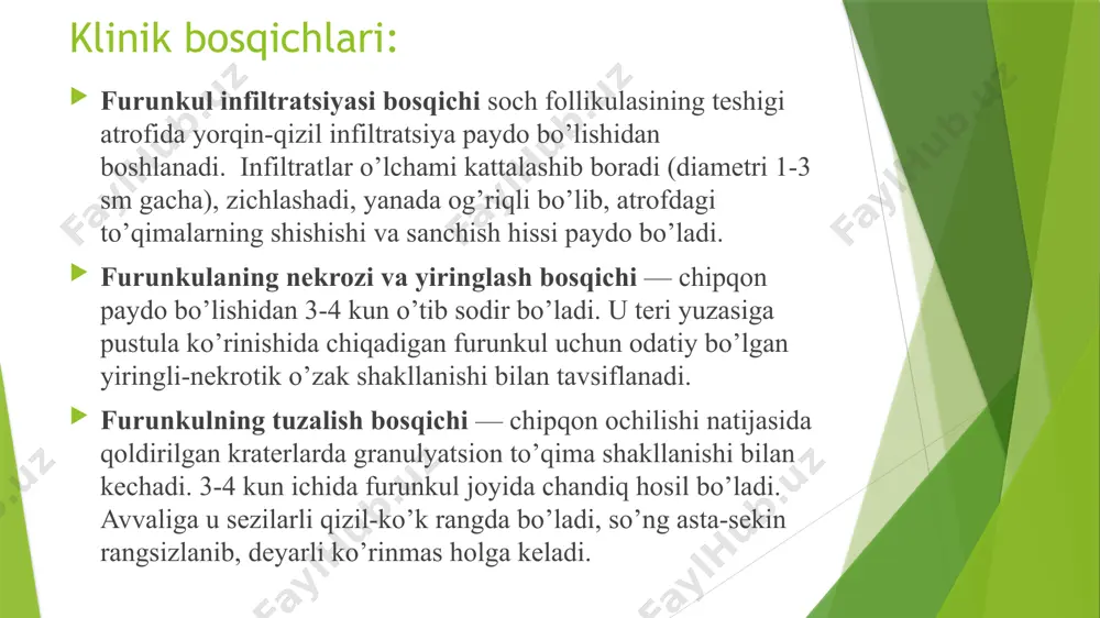 tuberkulin tayoqchalari va boshqalar) yo’naltirilgan dori vositalaridan foydalanishni o’z ichiga oladi; dezintoksikatsiya (gemodez, reopoliglyukin, reamberin); barcha asosiy turlarini o’z ichiga olgan kompleks vitaminlarni tayinlash; fizioterapiya — uych; tinchlikni ta’minlash; parhez tutish — sho’r, qovurilgan, dudlangan mahsulotlarni cheklash. xirurgik davo: xirurgik davolash o’choqni ochish, absess va flegmona bo’shlig’ini sanatsiya qilish, mahalliy ravishda antimikrob preparatlar va antiseptiklar kiritish bilan yarani drenajlashni o’z ichiga oladi. surunkali limfadenit etiologiyasi:kam virulently mikroorganizmlar chaqiradi klinikasi:limfatik tugunlar katta,harakati chegaralangan; og’riqsiz,zich joylashgan; bemor umumiy ahvoli qoniqarli qachonki jarayon o’tkirlashib teri perforatsiyasi hosil bo’lsa shunda oqma yo’l paydo bo’ladi va ma’lum vaqtdan so’ng yopilib, chandiqlanadi. tashxis: uqt; tugunning biopsiyasi; limfa tomirlarining ultratovush diagnostikasi; kompyuter tomografiyasi; jarayon bilan shikastlangan zonalarning mrt`si; rentgenokontrast angiografiya (limfografiya). asoratlari: tromboflebit; mediastinit; septikopemiya (qonning zararlanishi); limfatik fistulalar shakllanishi (abstsessning qizilo’ngach yoki bronxlarga kirib borishida). surunkali kechishda limfa tugunlari hajmi oshib, asta-sekin zichlashadi. ammo ular ayni paytda aniq ajralgan va atrofdagi to’qima tuzilmalari bilan birlashib ketmagan …
