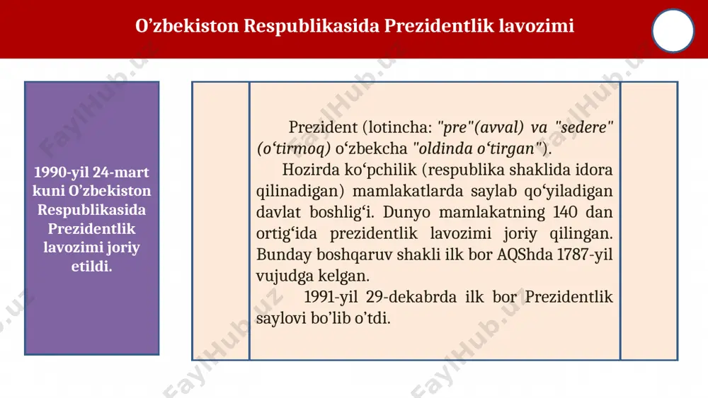 gilandi. prezidentlik muddatlari yangilandi va amaldagi prezident qayta saylandi. sh.m.mirziyoyev oilali, ikki qiz, bir o‘g‘li, olti nafar nabirasi bor. rafiqasi z.m. mirziyoyeva – mutaxassisligi bo‘yicha muhandis-iqtisodchi. 2017 – 2021 yillarda amalga oshirilgan harakatlar strategiyasining mazmun va mohiyati. 2022 — 2026 yillarga mo‘ljallangan yangi o‘zbekistonning taraqqiyot strategiyasi i. inson qadrini yuksaltirish va erkin fuqarolik jamiyatini yanada rivojlantirish orqali xalqparvar davlat barpo etish 1-12 maqsadlar 1-maqsad: mahalla instituti faoliyatining samaradorligini oshirish, uni jamoatchilik boshqaruvi va nazoratining tayanch bo‘g‘iniga aylantirish. ii. mamlakatimizda adolat va qonun ustuvorligi tamoyillarini taraqqiyotning eng asosiy va zarur shartiga aylantirish 13-20 maqsadlar 13-maqsad: mulkiy huquqlarning daxlsizligini ishonchli himoya qilish hamda davlat organlarining mulkiy munosabatlarga noqonuniy aralashuvini cheklash. xususiy mulk daxlsizligi va himoyasi kafolatlarini kuchaytirish, mulkiy, shu jumladan yer uchastkasiga bo‘lgan huquqlarni so‘zsiz ta’minlash. xususiy mulk ustuvorligini asosiy tamoyil sifatida belgilash, shu jumladan davlat idorasining rasmiy ma’lumotiga ishonib mol-mulk sotib olgan shaxsning huquqini himoya qilish tizimini joriy etish. iii. milliy …