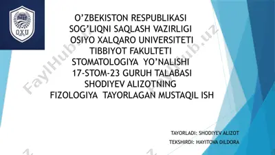 parabioz holati. glial hujayralarning funksiyalari. akson transporti. — PPTX