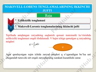 maksvell-lorens tenglamalarining ikkinchi jufti — PPTX