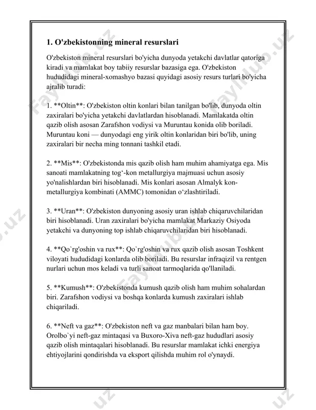 arga porloq ko'rinish berish uchun ishlatiladi. dunyo bo'ylab har yili taxminan 8 million tonna bariy sulfati ishlab chiqariladi va uning sezilarli qismi to'qimachilik sanoatiga yo'naltiriladi. 3. **kaolin (al₂si₂o₅(oh)₄)**: kaolin loy sifatida ham tanilgan, chunki u to'qimalarni mustahkamlash va silliqlik berish uchun ishlatiladi. kaolinning yillik ishlab chiqarish miqdori dunyo bo'ylab taxminan 45 million tonnani tashkil etadi, va bu miqdorning ma'lum bir qismi to'qimachilikda qo'llaniladi. 4. **talk (mg₃si₄o₁₀(oh)₂)**: talk matolarni silliqlashtirish va ularga yengil va sirpanchi qoplama berish uchun ishlatiladi. shuningdek, talk yong'inga chidamlilikni oshiradi. talkning global ishlab chiqarish miqdori har yili taxminan 7 million tonnani tashkil etadi. 5. **titan dioksidi (tio₂)**: titan dioksidi yuqori darajadagi oq pigment va quyosh nurlaridan himoya vositasi sifatida qo'llaniladi. to'qimachilik sanoatida u matolarni oqartirish va uv-nurlardan himoya qilish uchun qo'llaniladi. har yili taxminan 6 million tonna titan dioksidi ishlab chiqariladi va uning muhim qismi to'qimachilikda ishlatiladi. 6. **gip (kaltsiy sulfati dihidrat - caso₄·2h₂o)**: gip to'qimachilikda stabilizator …